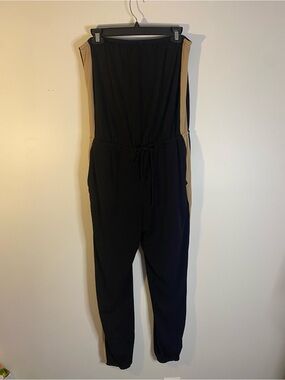 Express Black Jumpsuit with Tan Side Panels